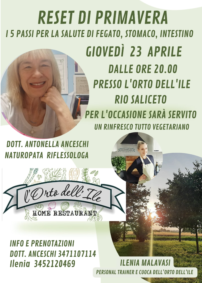 RESET DI PRIMAVERA: I 5 PASSI PER LA SALUTE DI FEGATO, STOMACO, INTESTINO - NATUROPATA LIFE COACH ANTONELLA ANCESCHI - CARPI - MODENA - REGGIO - CONSULENZE ONLINE 